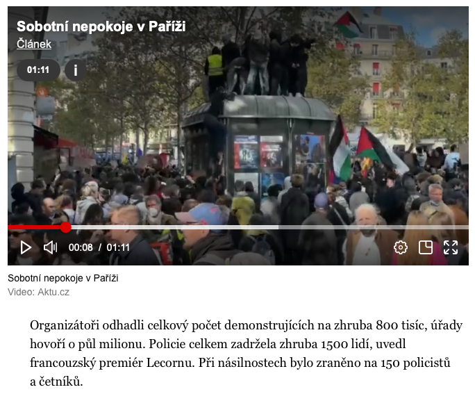 Mírumilovný protest francouzských studentů.